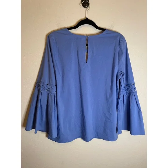 NEW Michael Michael Kors Oxford Blue Bell Sleeve Long Sleeve Blouse Size Medium - Picture 6 of 6